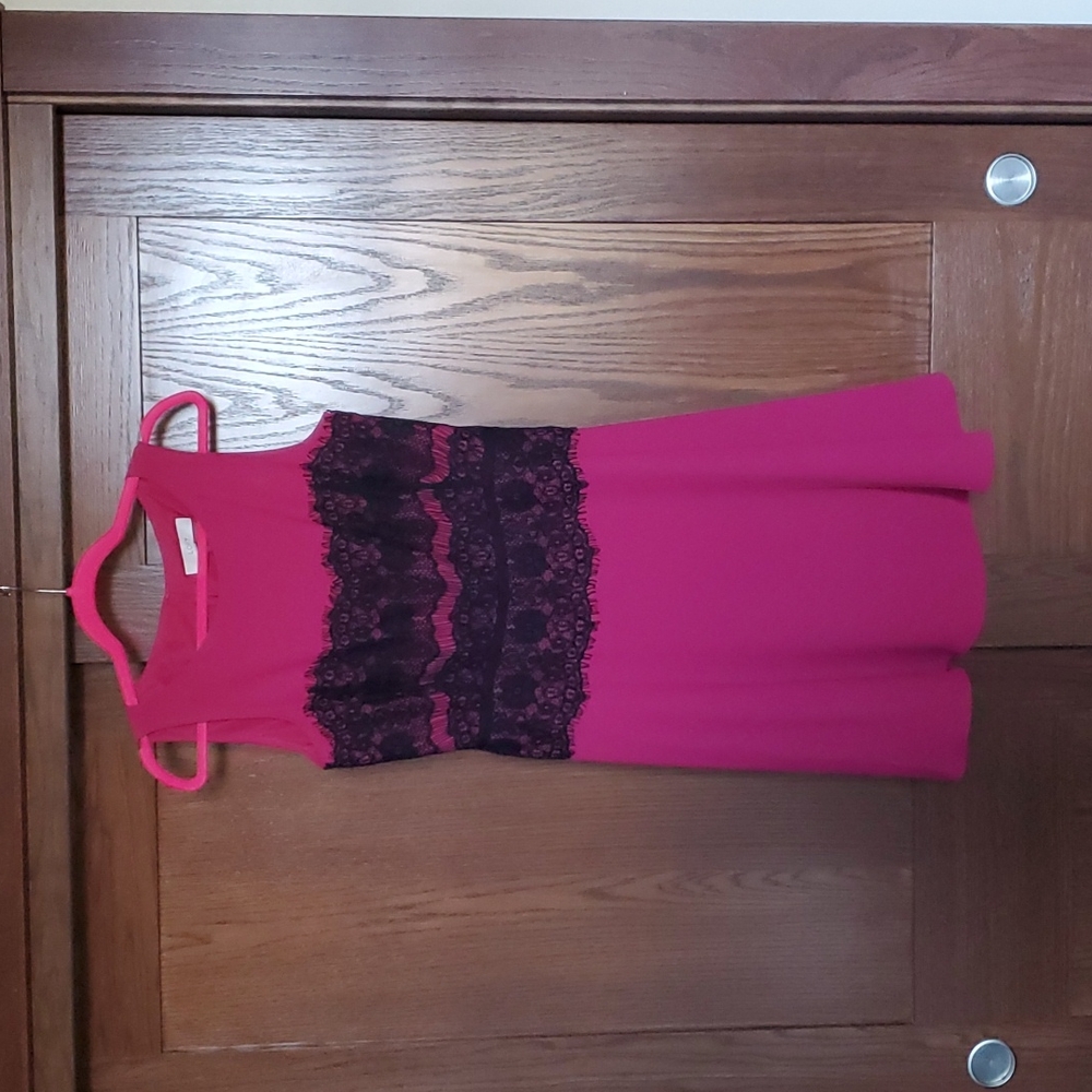 Bright Pink/Black Lace Loft Dress